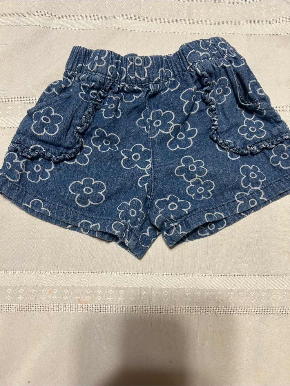 Garanimals Blue Floral Denim Pull-On Shorts with Ruffle Pockets